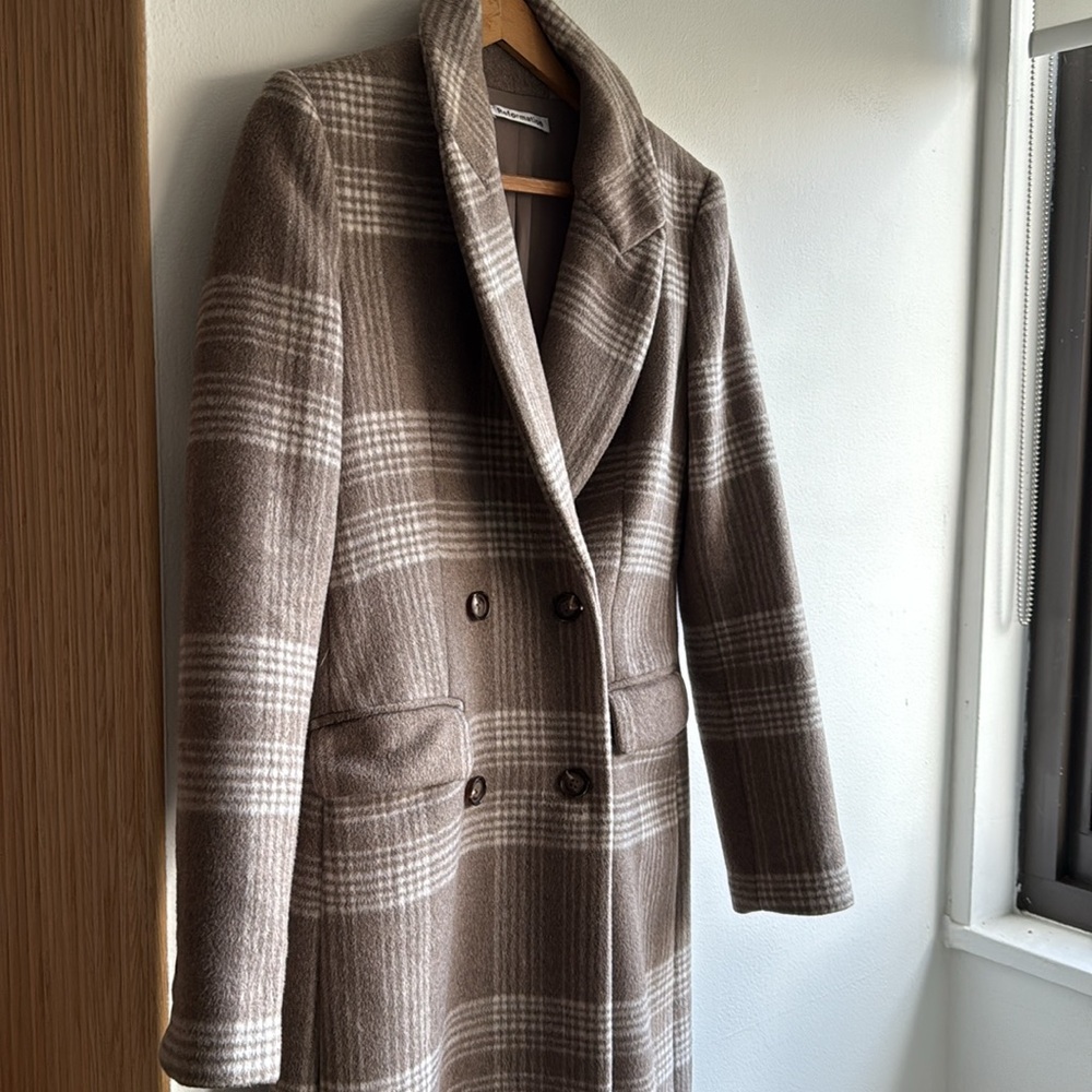 Reformation York Plaid Long Maxi Wool Coat XS - Picture 4 of 8